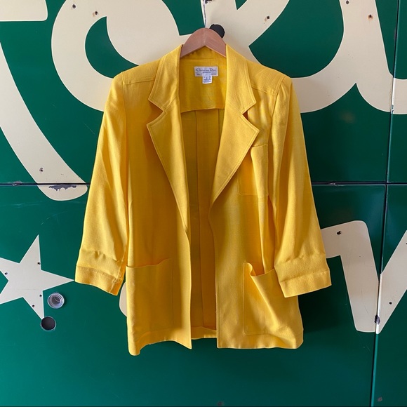 Vintage Christian Dior Sunshine Yellow Blazer - Picture 1 of 10